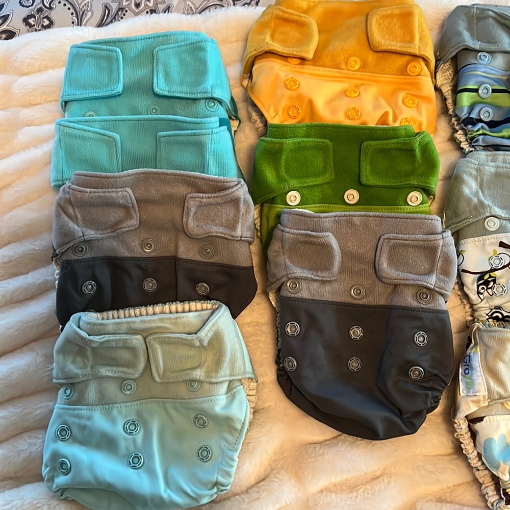 Lot of GroVia Hybrid Cloth Diapers and Potty Training Cloth Diapers. EUC